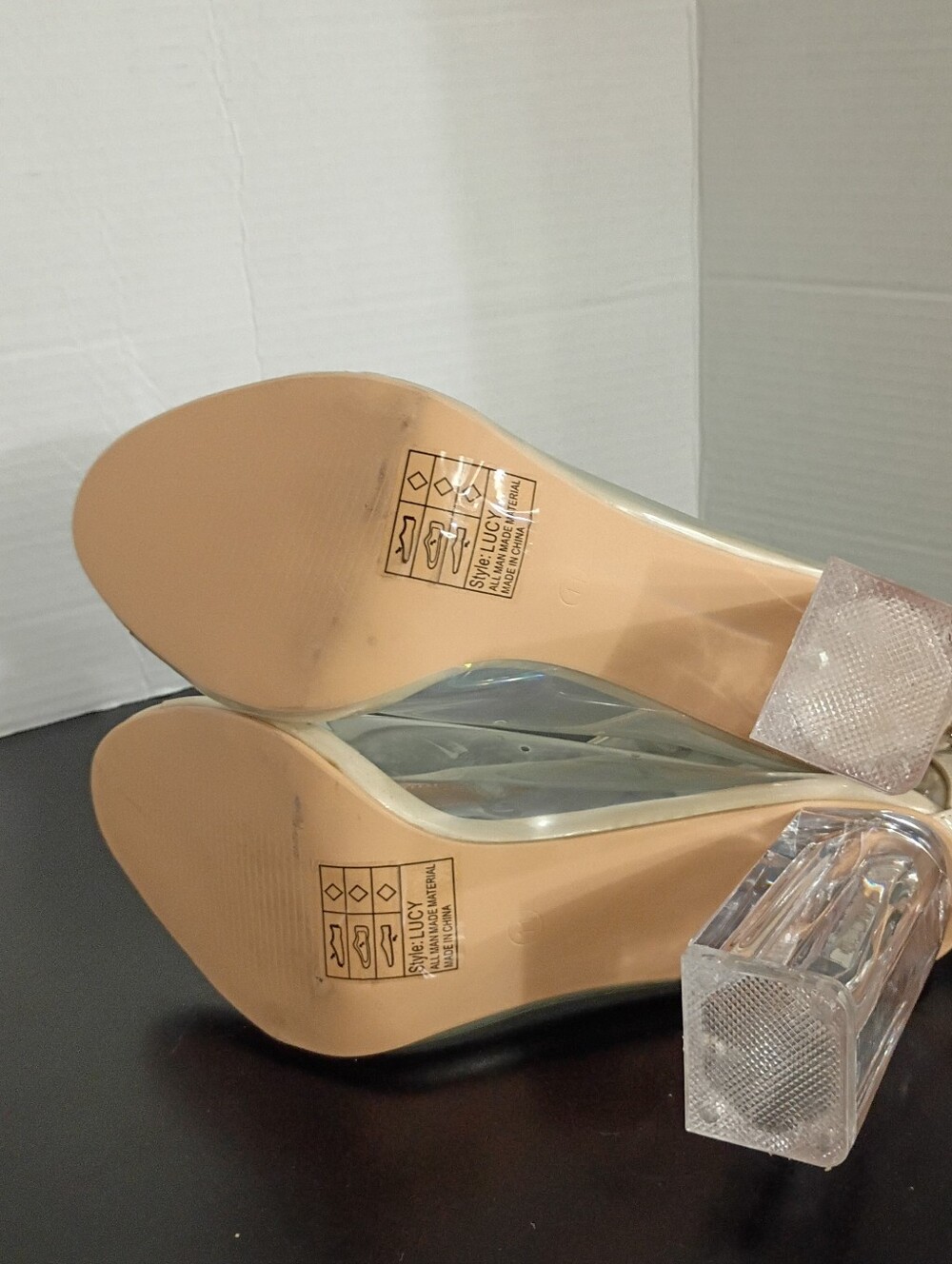 Yoki Nude Clear PVC Block Heel Ankle Sandals - Picture 8 of 8